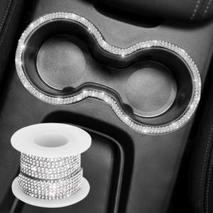 Self Adhesive Rhinestone Strips,Rhinestone Car Accessories,Interior Automotive Decals,Diamond Auto Accessories for Women,Suitable for Car Dashboards,Cup Holders,Mirrors and so on (White)