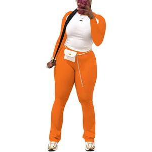 Nimsruc 2 Piece Outfits for Women Casual Sweat Sets Long Sleeve Matching Set Jogging Suits Tracksuits Orange M