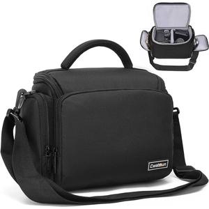 Cwatcun Camera Bag, Single Camera Shoulder Bag, Sling Crossbody Compact Camera Case Compatible for Canon Nikon Sony SLR DSLR Mirrorless Cameras and Lenses Waterproof Camera Bag Black L (1.0 Large)