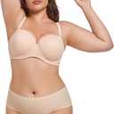 Lusait Strapless Bra Push Up Full Figure Underwired Convertible Multiway Beauty Back Bras for Women (Beige)
