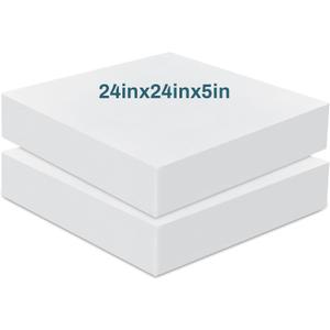 Frienda 2 Pack 5" x 24" x 24"Upholstery High Density Foam Cushion Replacement Square Cut to Size Foam Couch for Chair Couches Padding Shipping Packing DIY Cosplay Projects(White)