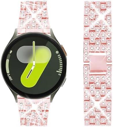 SUPOIX Band with Case Compatible for Samsung Galaxy Watch 8/ 44mm Women Bling Replacement Strap & PC Protective Bumper Face Cover for Galaxy Watch 8/7/6 (Size Optional), Color (Pink, Black), Set of 2