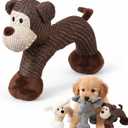 Linen Safari Companions, Squeaky Dog Chew Animals, Strudy Linen Fabric, Relieve Boredom and Anxiety in Dogs (Monkey)
