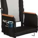 Extra Wide Stadium Seats with Back Support, Bleacher Chairs with High Back and Cushion, Padded Portable Fording Bleacher Seat with Armrests, Cup Holder and Storage Pockets (Grey)