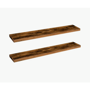 HOOBRO Floating Shelves for Wall, Wall Mounted Shelf Set of 2, 47.2" Hanging Shelf with Invisible Brackets, for Wall Bathroom, Bedroom, Toilet, Kitchen, Living Room, Office, Rustic Brown BF120BJP201