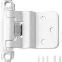 White Cabinet Hinges, 15 Pairs(30 Pack) 3/8 Inch Inset Self Closing Hinges for Cabinets Doors, 3/8 Inset White Kitchen Hardware Cabinet Door Hinges