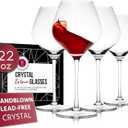 Gusto Nostro Crystal Wine Glasses Set of 4, 22 Oz Long Stem Modern Wine Glasses for White and Red Wine, Dishwasher Safe, Fancy, Elegant, Large and Tall Wine Glass for Wedding Christmas Anniversary