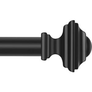 Black Curtain Rods 66 to 120 Inches(5.5-10 Feet),Decorative 3/4 Inch Diameter Drapery Rod Set with Square Finials,Size:36''-120'',Matte Black