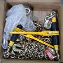 VEVOR Chain and Binder Kit, 3/8"-1/2" Ratchet Load Binders 9200 lbs Working Load Limit, 3/8" x 10' G80 Chains with Grab Hooks, Ratchet Binders and Chains for Truck, Tie Down, Hauling, Towing, 2 Set