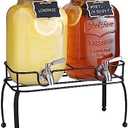 mustry Glass Drink Dispenser for Parties, 1 Gallon Beverage Dispenser with Stand and Spigot Solid Stainless Steel, Used as Lemonade Dispenser Sun Tea Jar Kombucha Jar, Set of 2