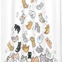 SVBright Small Stall Cute Cat Shower Curtain 36Wx72L Inch for Kids Rv Half Single Narrow Cute Cartoon Animal Funny Raining Animal 7 Pack Hooks Polyester Waterproof Fabric Bathroom Bathtub Panels