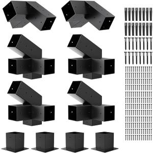 Pergola Kit, 30 Slanted Roof Bracket Set, Roof Wall Mount Extension Bracket Kit,4" x 4" (Actual: 3.5x3.5 Inch) Powder-Coated Pergola Hardware for Porch,Gazebo, Backyard(10pcs)