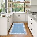 GarveeHome Door Mat Indoor Rugs for Entryway Small Throw Rug 2x3 Washable Non-Slip Solid Blue Modern Minimalism Soft Low-Pile Scalloped Carpet for Bedroom Kitchen Bath Entrance with Rubber Back