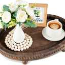 Wooden Decorative Tray-16×11.8in Wood Beaded Coffee Table Decor Tray, Rustic Farmhouse Decor Tray for Living Room, Bathroom, Kitchen Dining Table, Serving Tray Home Decor