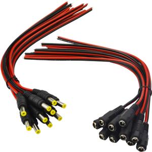 (Real 18AWG) 10 Pairs 12V 5A DC Power Pigtail Barrel Plug Connector Cable, 2.1mm x 5.5mm Male Female DC Pigtail Connectors for CCTV Security Camera and 12V Power Supply Adapter by MILAPEAK