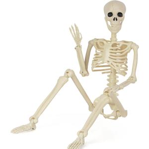 5.4FT Skeleton Halloween Decoration, Human Life Size Posable Halloween Skeleton Decor, Full Size Body Skeleton with Movable Joints for Halloween Indoor Outdoor Haunted House Props Decor