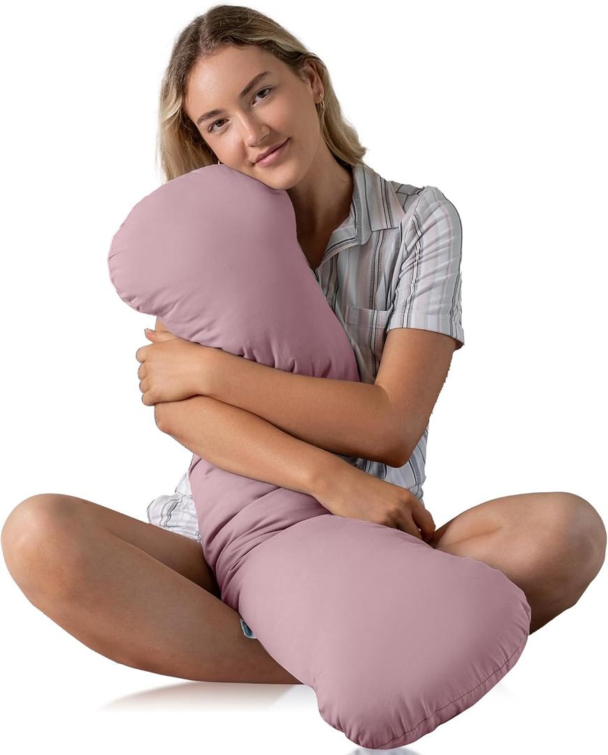 Weighted Body Pillow 6.5lbs - Weighted Pillow for Deeper Sleep (41 x 10) - Cooling Body Pillows for Adults, Full Body Pillow for Adults, Side Sleeper Body Pillows with Cover (Blossom)