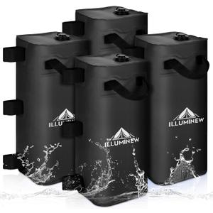 4 Pack Canopy Water Weight Bag, 220 LBS Water Tent Weights Set of 4 Leg Weights for Gazebo, Pop Up Canopy, Canopies, Tent (Black 25L)