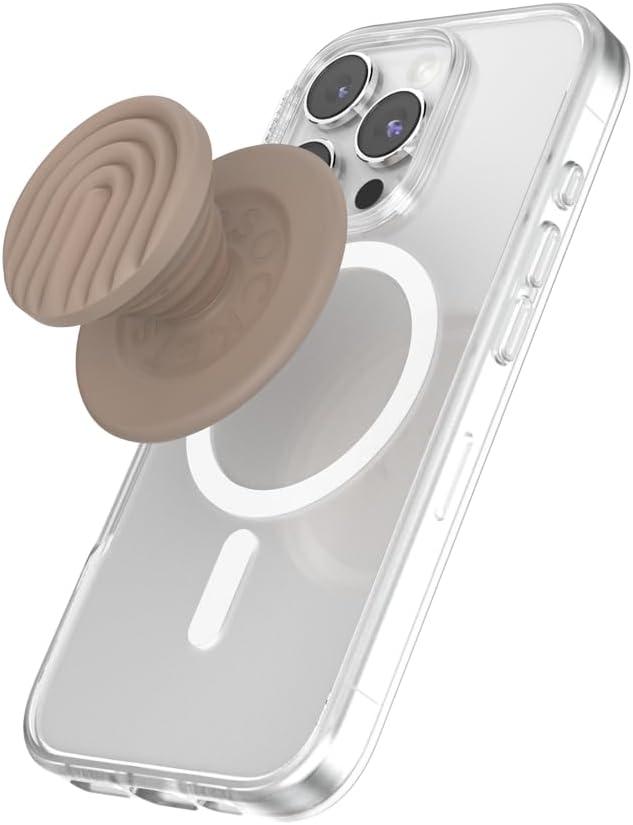 PopSockets Phone Grip for MagSafe with Kickstand, Magnetic Stand, Swappable Top, Secure Hold for iPhone MagSafe Cases, Phone & Tablet Grip, Cute PopSockets - Curves Latte