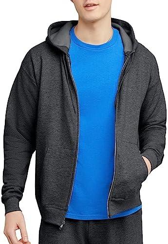 Hanes mens Zip-up Hoodie, Ecosmart Fleece Full-zip Hoodie for Men, Hooded Sweatshirt