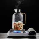 RORA Glass Pitcher with Lid and Spout, 1.5 L Water Pitchers with Handle Large Jug for Hot or Cold Beverage