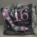 16 Years Old Birthday Women Pink Crown Shoe Girl 16 Pink High Heel 16th Birthday Girl Women Throw Pillow, 16x16