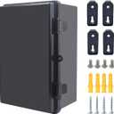 Junction Box, Hinged Black Cover IP67 Waterproof ABS Project Box with Mounting Plate Electrical Box Enclosure with Wall Bracket 11.4 x 7.5 x 5.5inch(290x190x140mm)