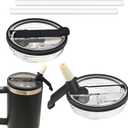 40 OZ Flip Straw Lid Fit for Stanley Cup, Drinking Spout Dust Proof Removable Top Leak Proof Lids and Straw Replacement Fit for Stanley Quencher and ProTour Accessories(Black)