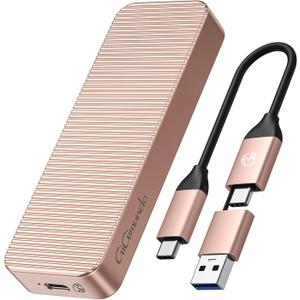 AJM20C USB 3.2 Gen 2x2 Aluminum M.2 NVMe SSD Enclosure - 20Gbps Speed, UASP Trim Supported, Up to 4TB Capacity, Fits NVMe M-Key, Sizes 2230/2242/2260/2280 - Rose Gold Color
