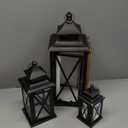 DECORKEY 3PCS (20’’&13’’&9’’) Lanterns Decorative Indoor & Outdoor, Vintage Metal Frame Candle Holders for Front Porch, Patio, Pathway, Balcony, Garden, Yard Decor, Halloween Christmas Decorations