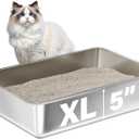 Stainless Steel Litter Box,XL Metal Litter Box for Cat, Large Metal Litterbox for Kitty, Easy Clean, Non Stick No Smell (1 pack-XL(22.4"x14.5"x5.1"))