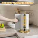 HZE Paper Towel Holder Countertop, One-Handed Tear, Stainless Steel, Weighted Base, Silver, Ring Paper Towel Holder Stand with Ratchet System for Kitchen Farmhouse Essentials Decor Accessories