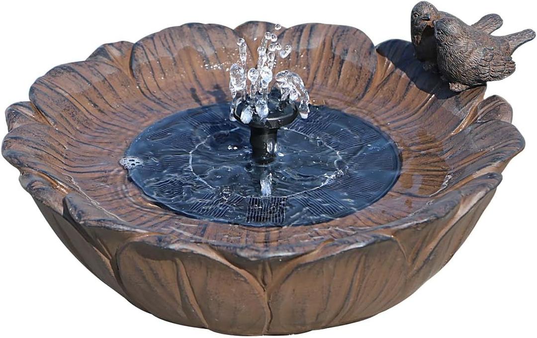Solar Bird Bath Fountain,Sunflower with Resting Bird,Solar Powered with 3 Nozzles,Outdoor Garden Bird Bath,Solar Water Fountain for Bird Bath,Hummingbird Bird Bath for Outdoor