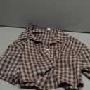 SOLY HUX Women's Button Down Vintage Plaid Shirts Short Sleeve Crop Blouses Preppy Clothes (Large, Coffee Brown Gingham)