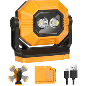 Easymaxx LED Rechargeable Work Light, 2Pack 1500LM Portable COB Magnetic Lights with 3 Modes & 360°Rotatable, IPX4 Waterproof Worklight for Car Repairing, Job Site Lighting, Emergency (2 PCS)