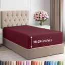 Extra Deep Twin XL Fitted Sheet - Hotel Luxury Single Fitted Sheet Only - Easily Fits 18 inch to 24 inch Mattress - Ultra Soft, Wrinkle & Fade Free w/Extra Deep Pocket - Breathable & Comfy - Burgundy