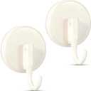 OUTXE Wreath Hanger for Front Door, Upgraded Suction Cup Reef Hook for Glass Window/Over Door, Christmas/Thanksgiving/Halloween/July 4th/Easter/Valentine/Spring/Summer/Fall (White, 2-Pack)