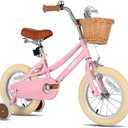 JOYSTAR Fantasy 12 inch Kids Bike with Training Wheels Pink | Toddler Bike for 3-4 Years, Girls Bike with Basket, Kids' Bicycle, Dual Brake Great Gift