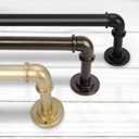 OLV Black Industrial Curtain Rods for Windows 28 to 48 Inch(2.3 to 4 Feet), 1 Inch Diameter Blackout Wrap Around Adjustable Heavy Duty Window Drapery Rods, Indoor and Outdoor