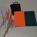 2Packs Sensory Activity Board, Silicone Fidget Toy Sensory Fidget Toys for Kids, Silicone Fidget Toy Sensory Fidget Toys for Kids Stocking Stuffers for Adults (Green+orange)