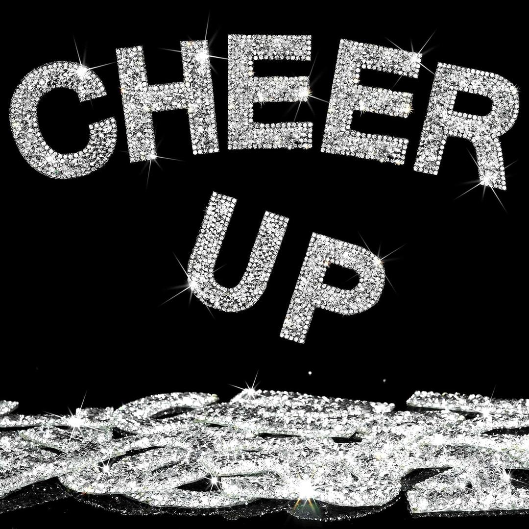 Locacrystal 34Pcs Rhinestone Letter Stickers Bling Glitter Alphabet A-Z Letters Self-Adhesive Crystal Rhinestones Word Sticker Iron on Letters for Clothing Art Crafts DIY Decors(Sliver+White, 2.24")