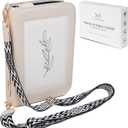 Regular Bible Cover Case for Bibles UP to 9.5"X6.7"X2.3", Bible Cases for Woman, PU Leather Bible Covers for Women w/Shoulder Strap, Zipper Closure, Ideal for Christian Art Gifts Bible Cover, Cream