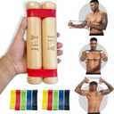Rip Stick Workout - Upper Body Workout Equipment Home Gym - with Adjustable Resistance Bands - Portable Wooden Exercise Equipment - Joint Rehab (Burlywood)