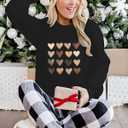 Yimoya Valentine Sweatshirt - Women's Cute Leopard Love Heart Shirt Gift (Black)