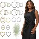 20PCS T-Shirt Clips with 150 Rubber Bands, Metal Tailor Rings for Cinching Clothing, Shirt Tie Clip Waist Tightener for Women, Cinch Knot Rings for Oversized Tees, Silvery,Golden