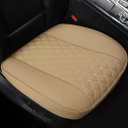 Black Panther PU Car Seat Cover, Front Seat Protector Compatible with 95% Vehicles,Anti-Slip & Full Wrapping Bottom (W 21.26''D 20.86)(1Piece,Beige)