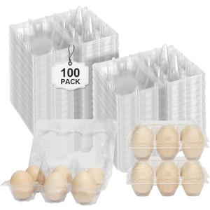 100 Pack Egg Cartons 6 Count - Medium Egg Cartons Cheap Bulk - Half Dozen Egg Carton for Farmers Market, Kitchen Organization and Storage