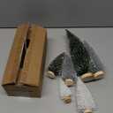 6pcs Mini Christmas Trees Christmas Decor, Artificial Christmas Mini Bottle Brush Trees Tabletop, Christmas Decoration Trees with 4 Size Xmas Holiday Decor (6pcs Green+Silver+White)