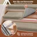 COSY HOMEER Bullnose Carpet Stair Treads, Peel and Stick Non-Slip Stair Treads for Wooden Steps, 11" x 30" Indoor Stair-Runner Rugs (14Pc, Beige)
