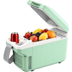 Iceblue Electric Cooler with Type-C, 8 Liter /11 Cans Mini Fridge with Belt, 9V Type-C Thermoelectric Dual-use Car Refrigerator, Car Fridge for Car, Dorm, Travel, Picnic, Gift (Green)